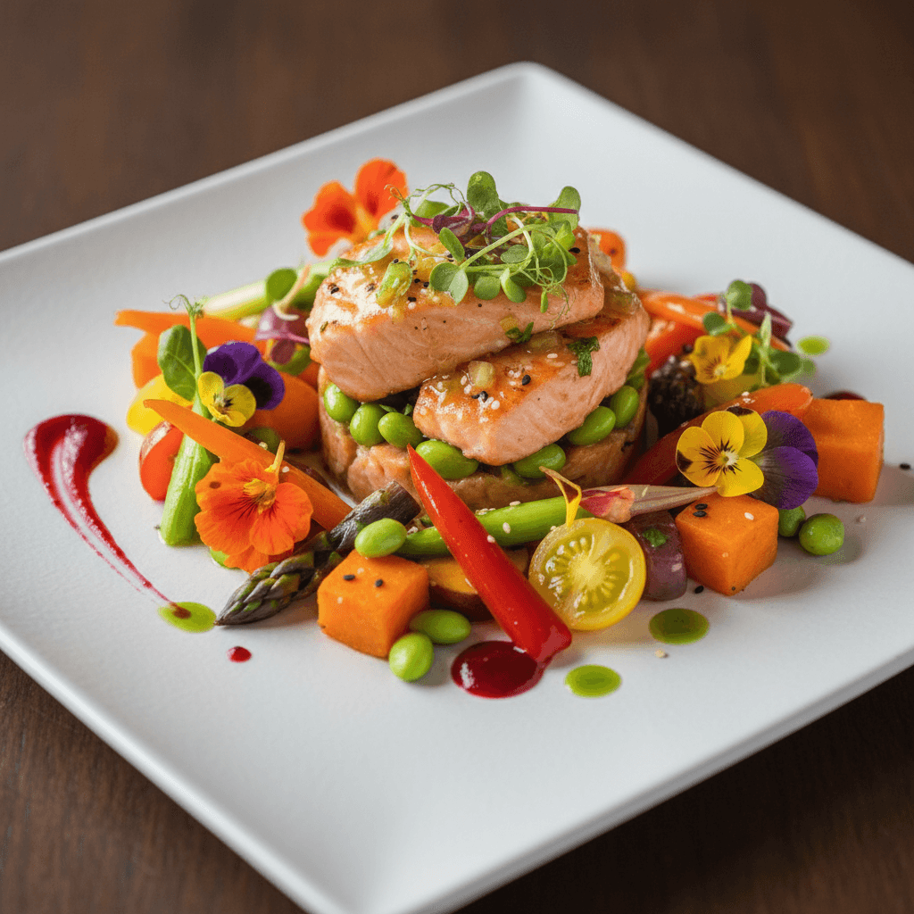 Plato recién preparado con verduras frescas